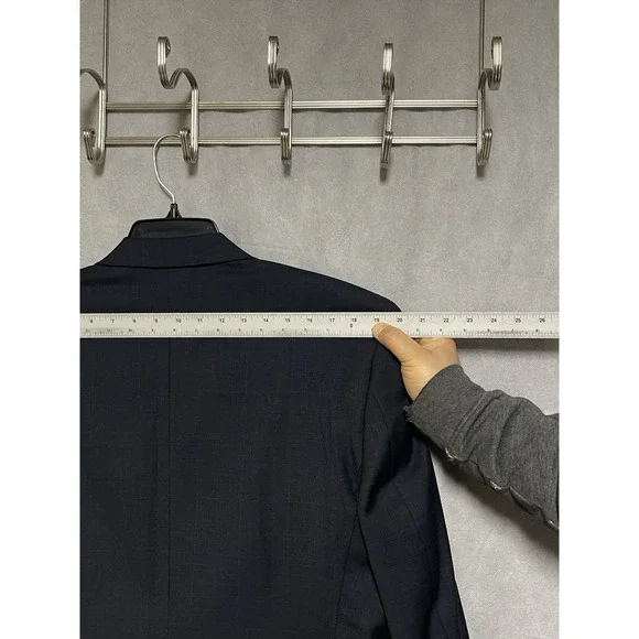 Ralph Lauren Suit Men 42R Blue Windowpane Plaid 2B Wool Academia W36X31L Luxury - Picture 4 of 16